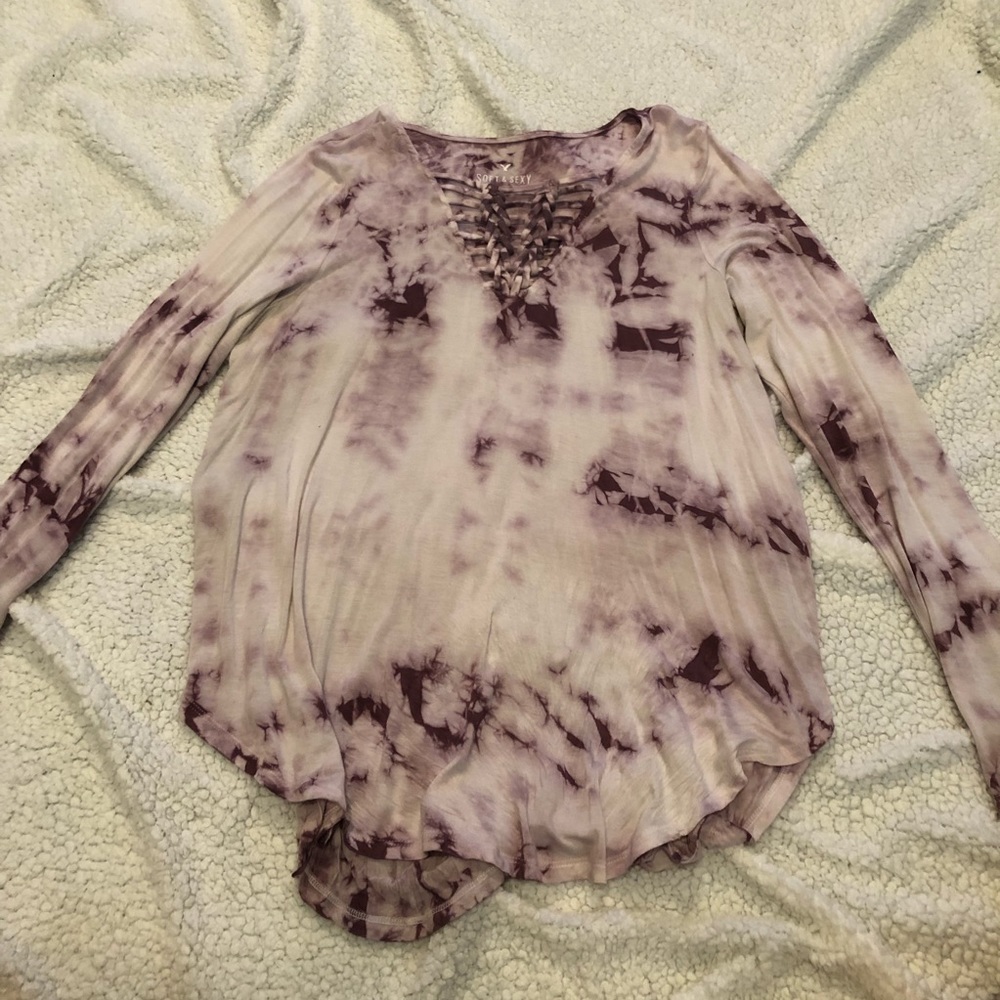 long sleeve tie dye pink shirt